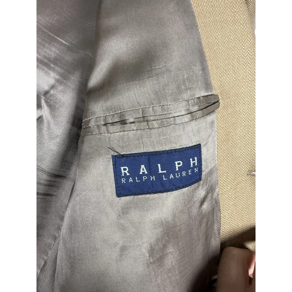 Ralph Lauren Blue Label 44L Camel Cashmere Wool Blazer Sports Coat Herringbone
